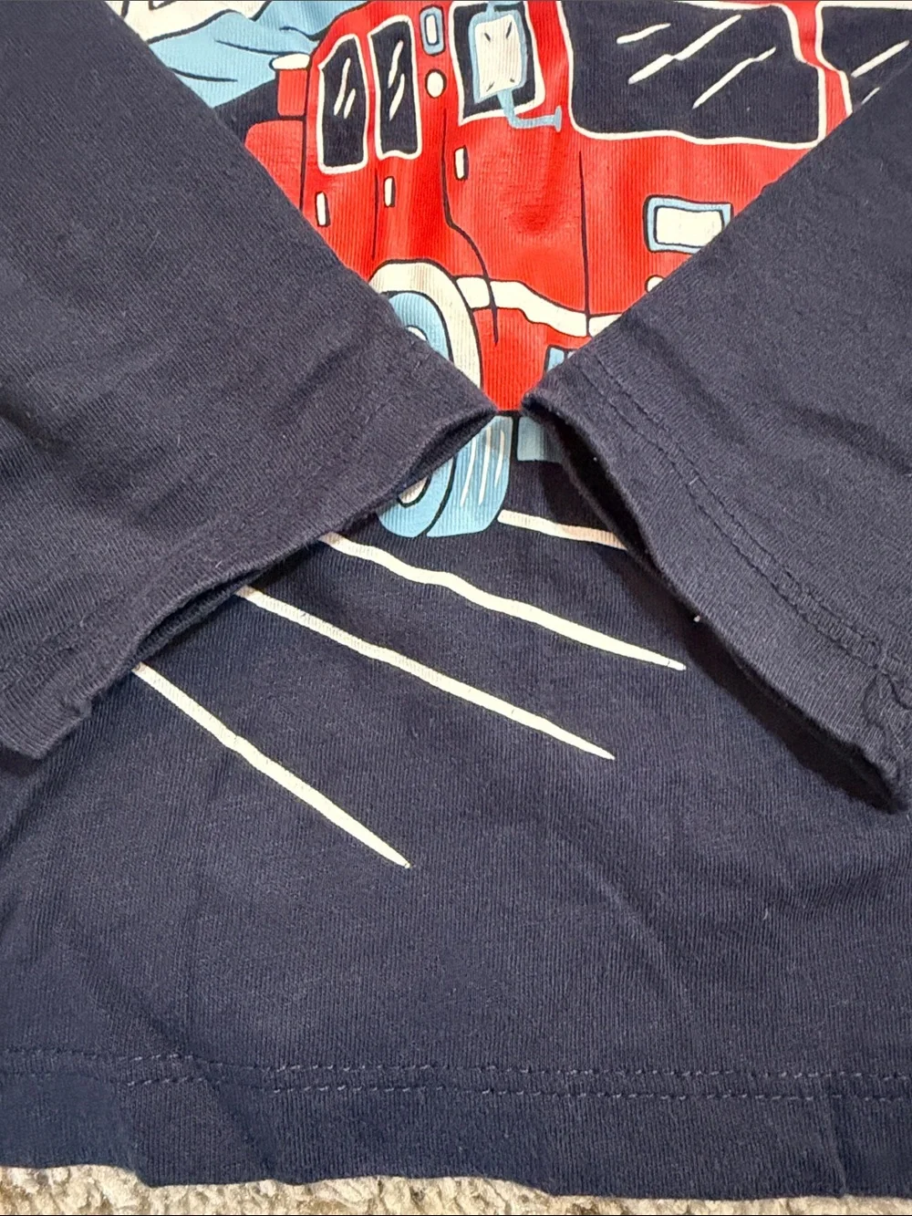 The Children's Place Navy Long-Sleeve Tee with Red Fire Truck Graphic Size 3T